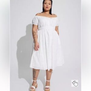 Torrid Midi Embroidered Voile Off Shoulder Dress-Size 0X- Like Brand New
